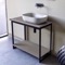 Console Sink Vanity With Ceramic Vessel Sink and Grey Oak Shelf, 35